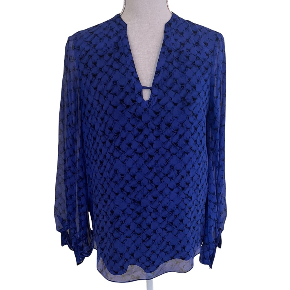 Diane Von Furstenberg Royal Blue Print Blouse 4
